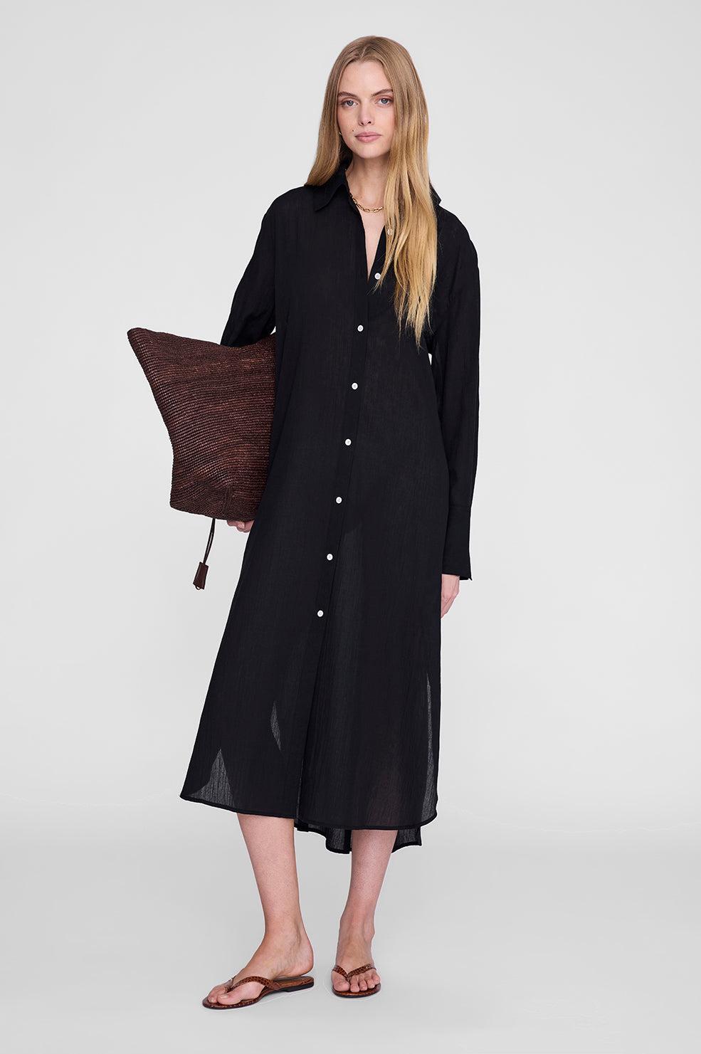 anine bing shirt dress ANINE BING Beth Mini Dress Palm