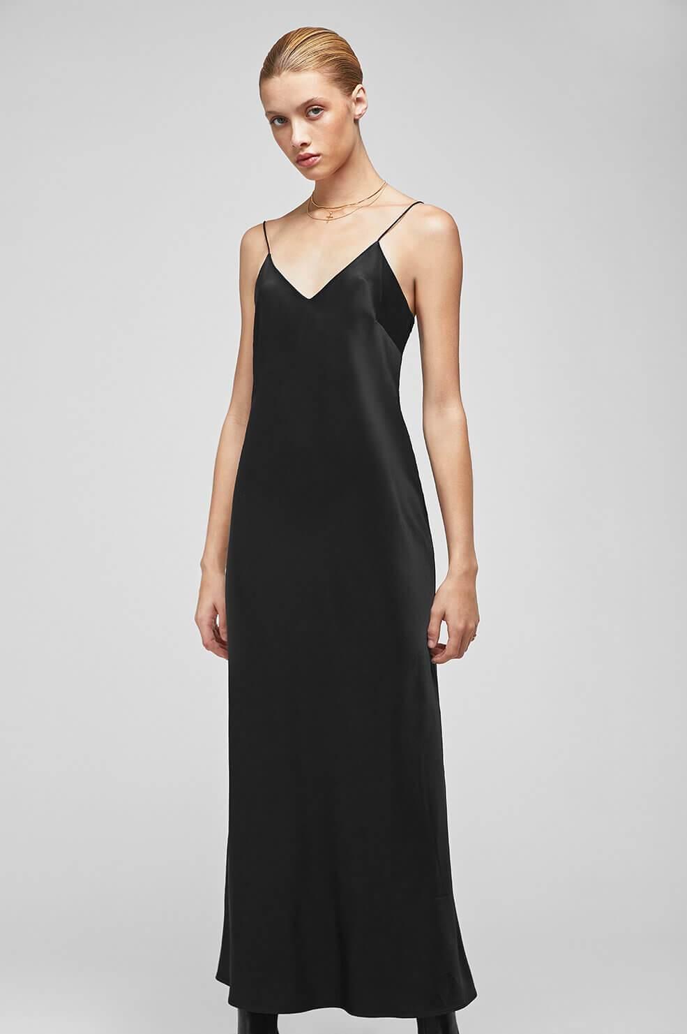 long black slip dress