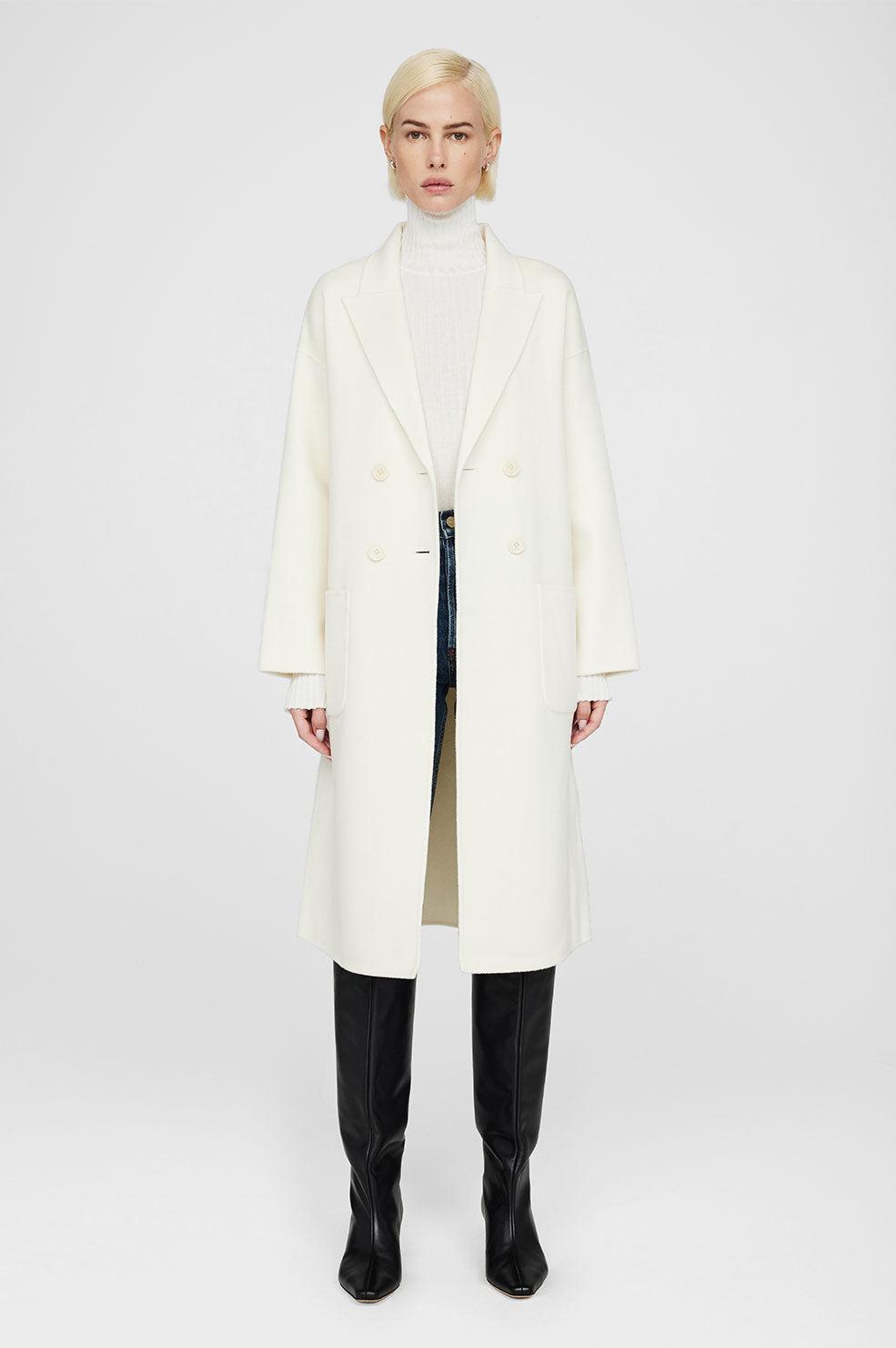 Anine Bing Wool Dylan Coat in White | Lyst