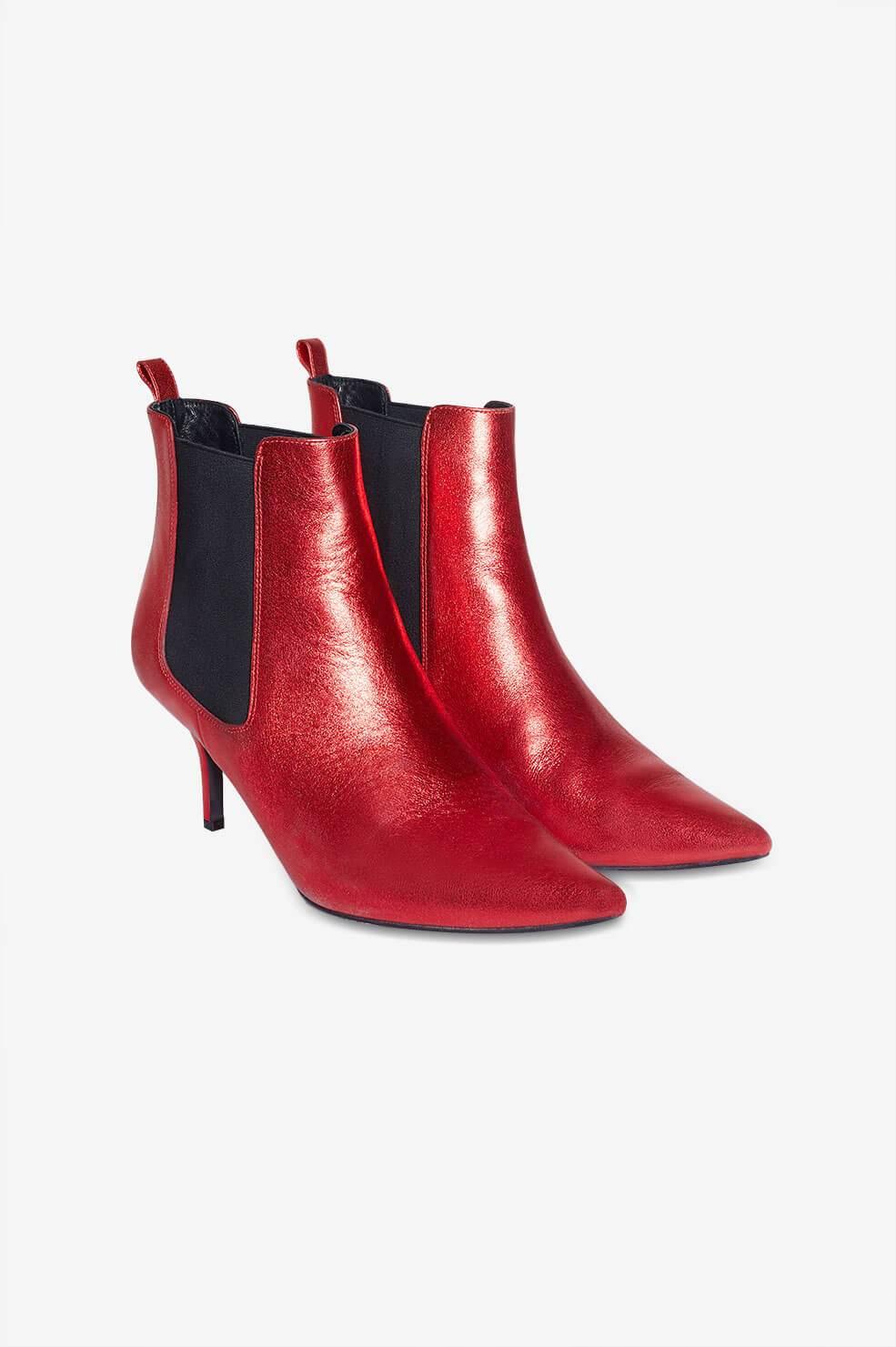 Anine Bing Stevie Leather Boots in Red Metallic (Red) - Lyst