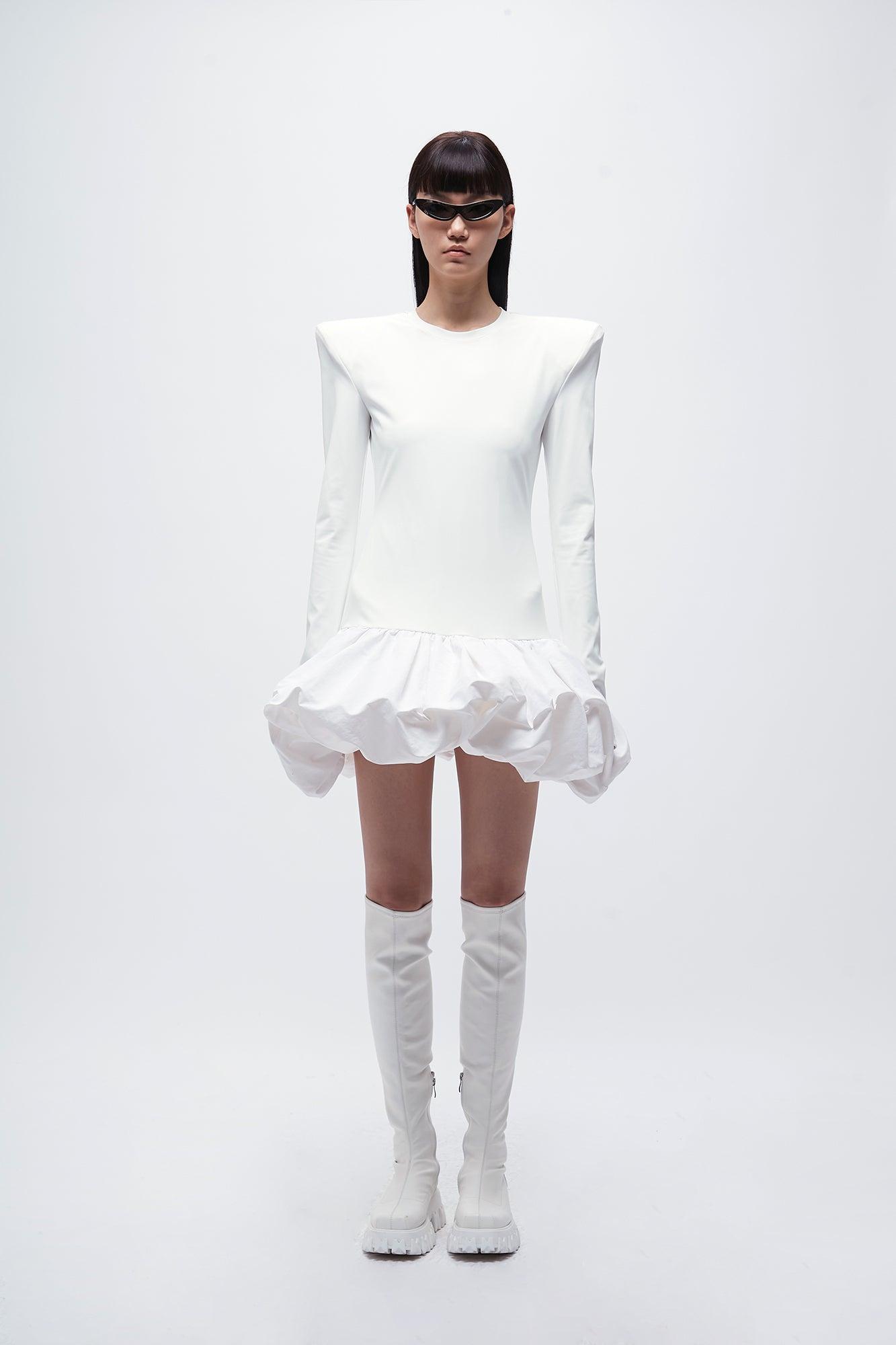 ANNAKIKI 3d Flower Hem Dress in White | Lyst