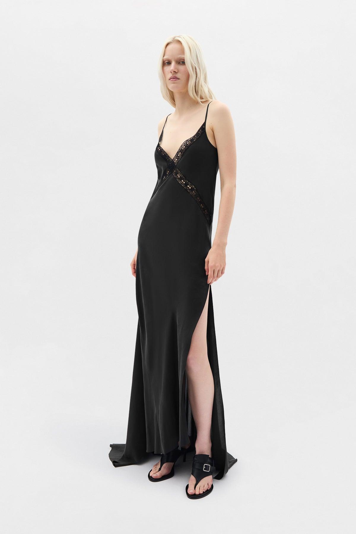 ann demeulemeester off the shoulder dresses SS26 Ann Demeulemeester Womens Dory Asymmetric Panel Top with Lace IfSohoNewYork
