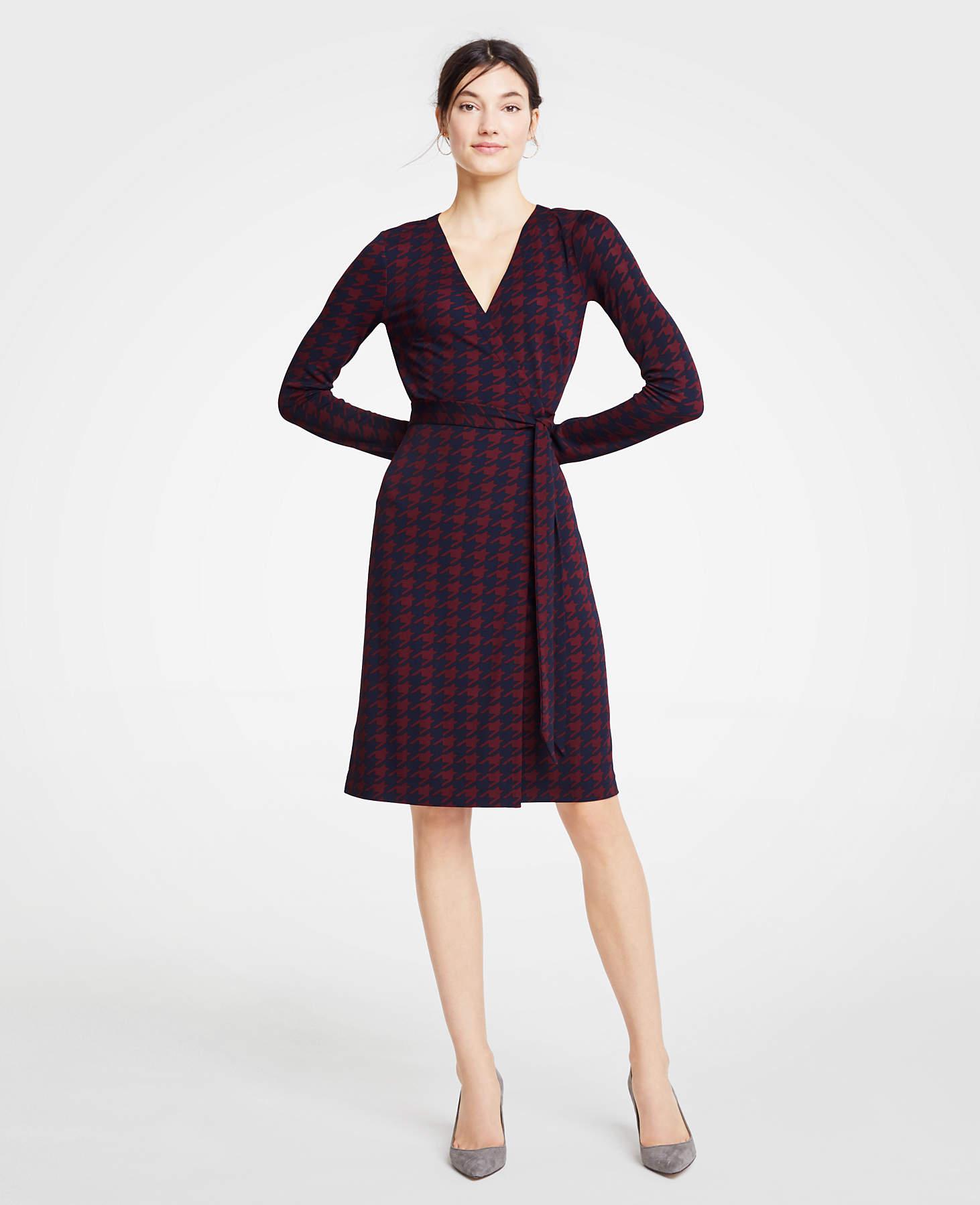 houndstooth wrap dress