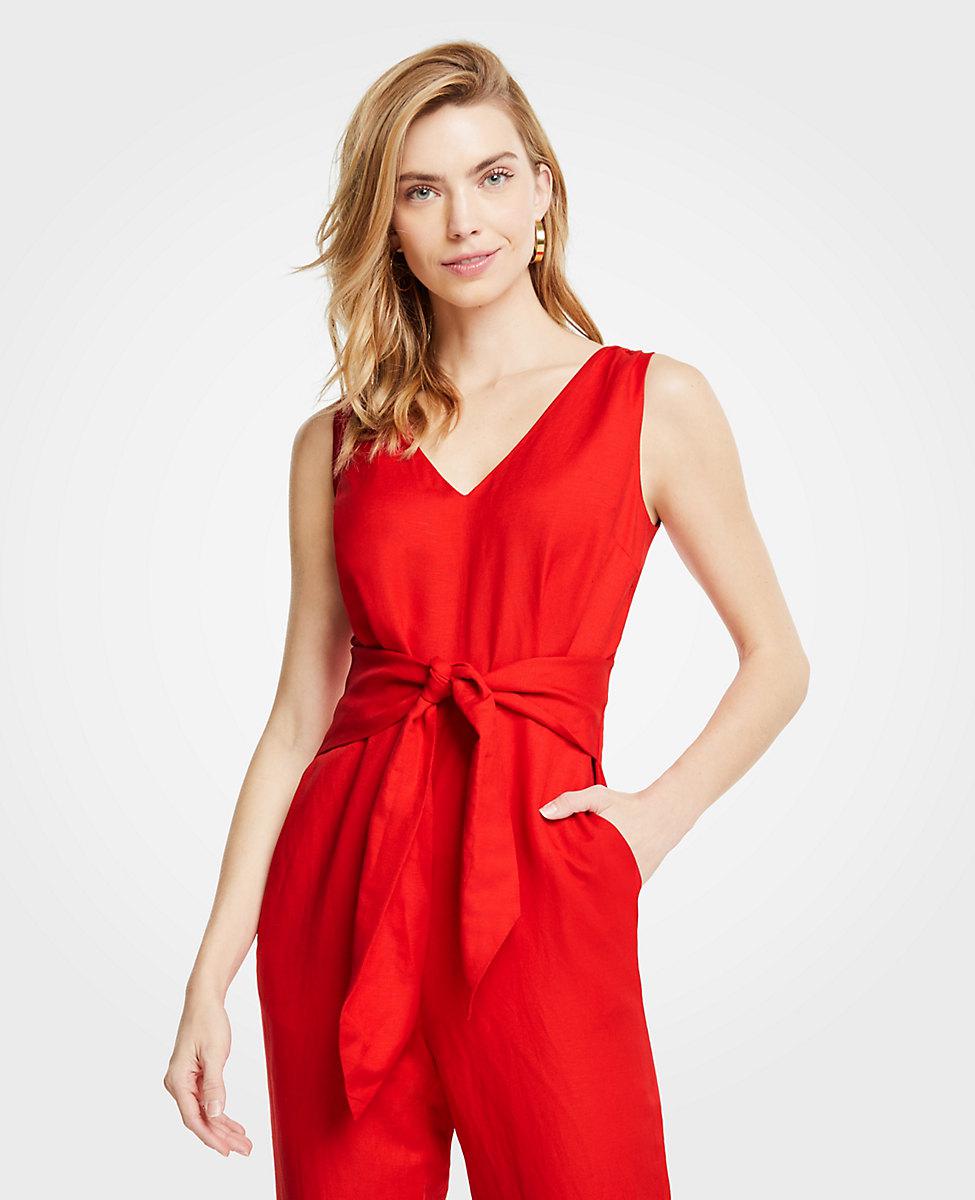 ann taylor red jumpsuit