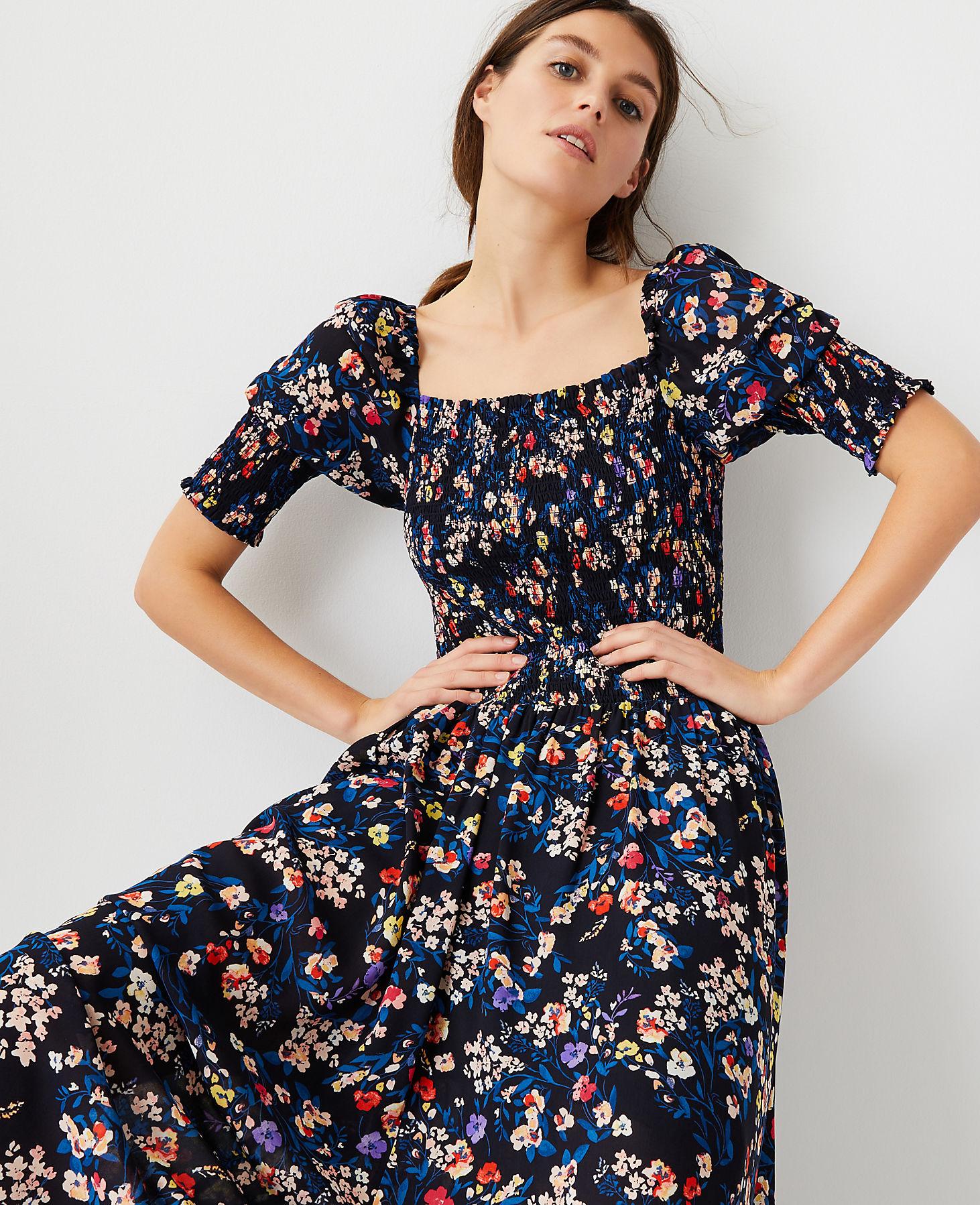 Petite Floral Smocked Maxi Dress 