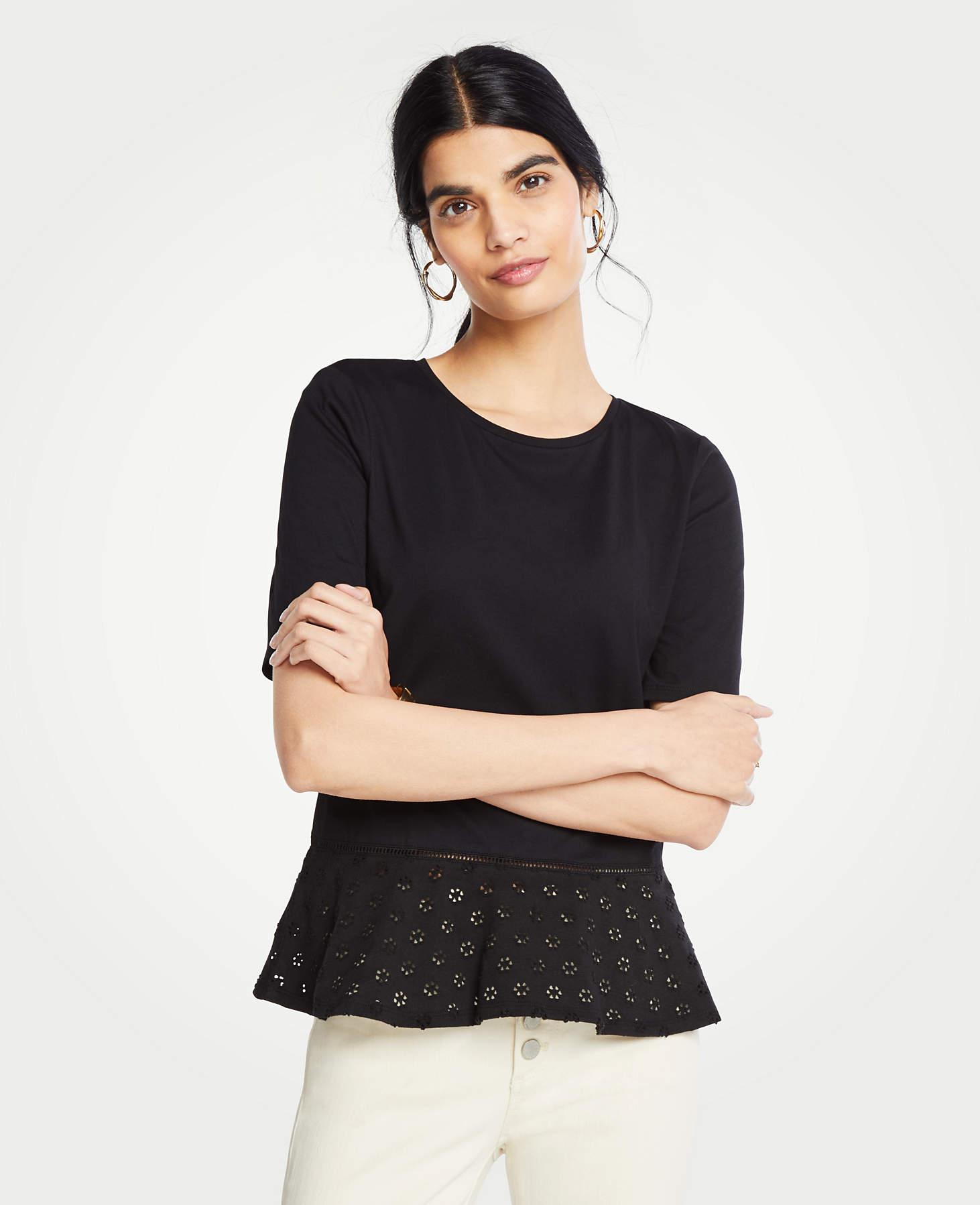 black peplum tee