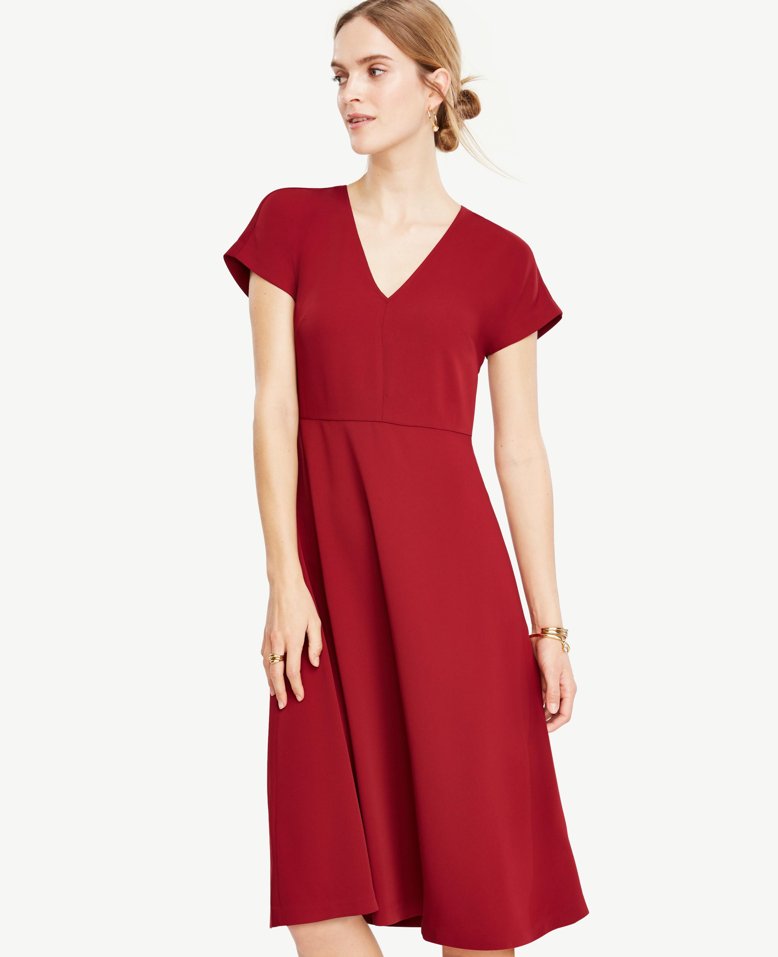Lyst - Ann Taylor Flare Midi Dress in Red