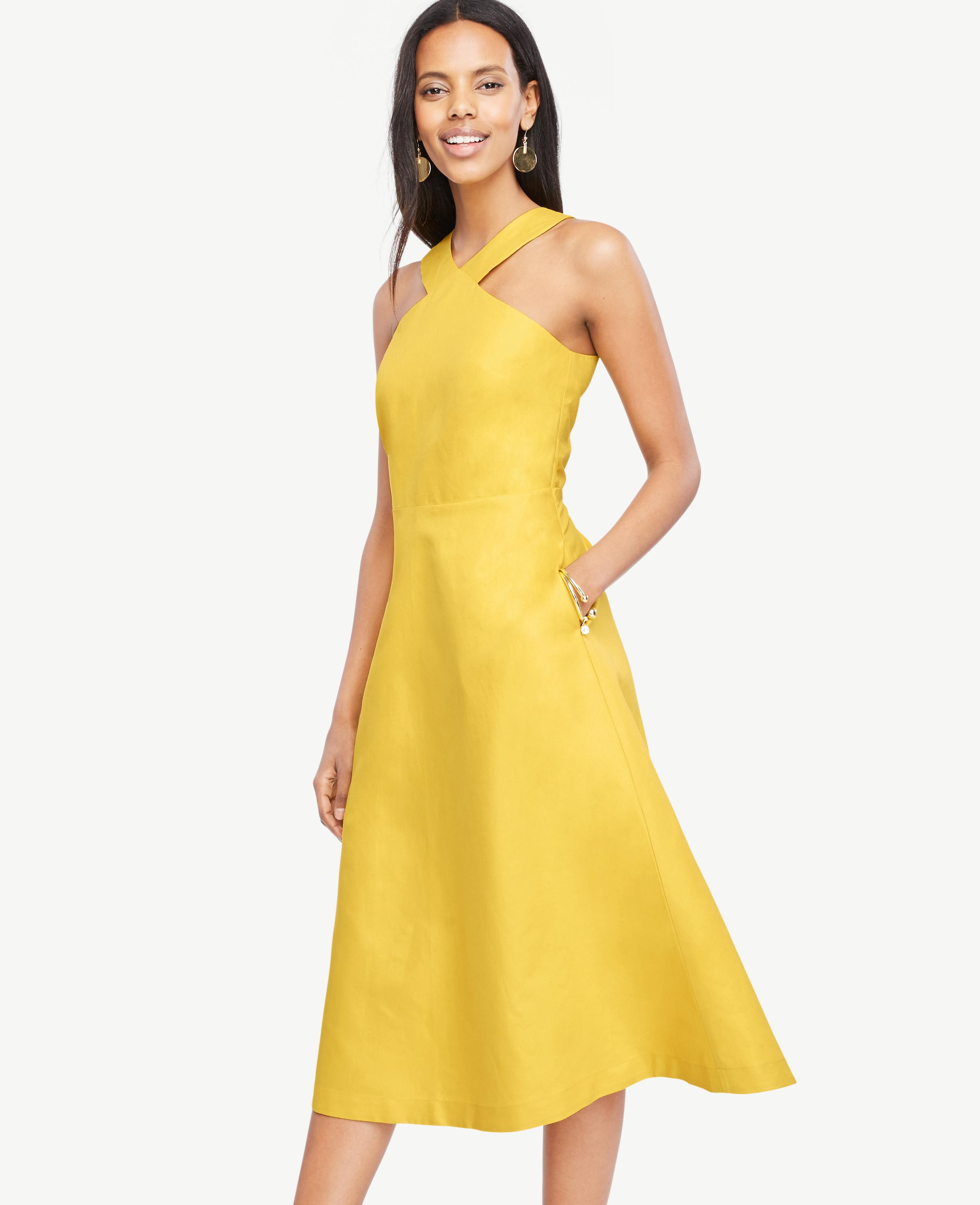 yellow dress ann taylor
