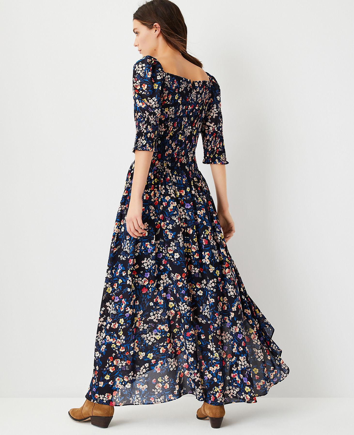 Petite Floral Smocked Maxi Dress 