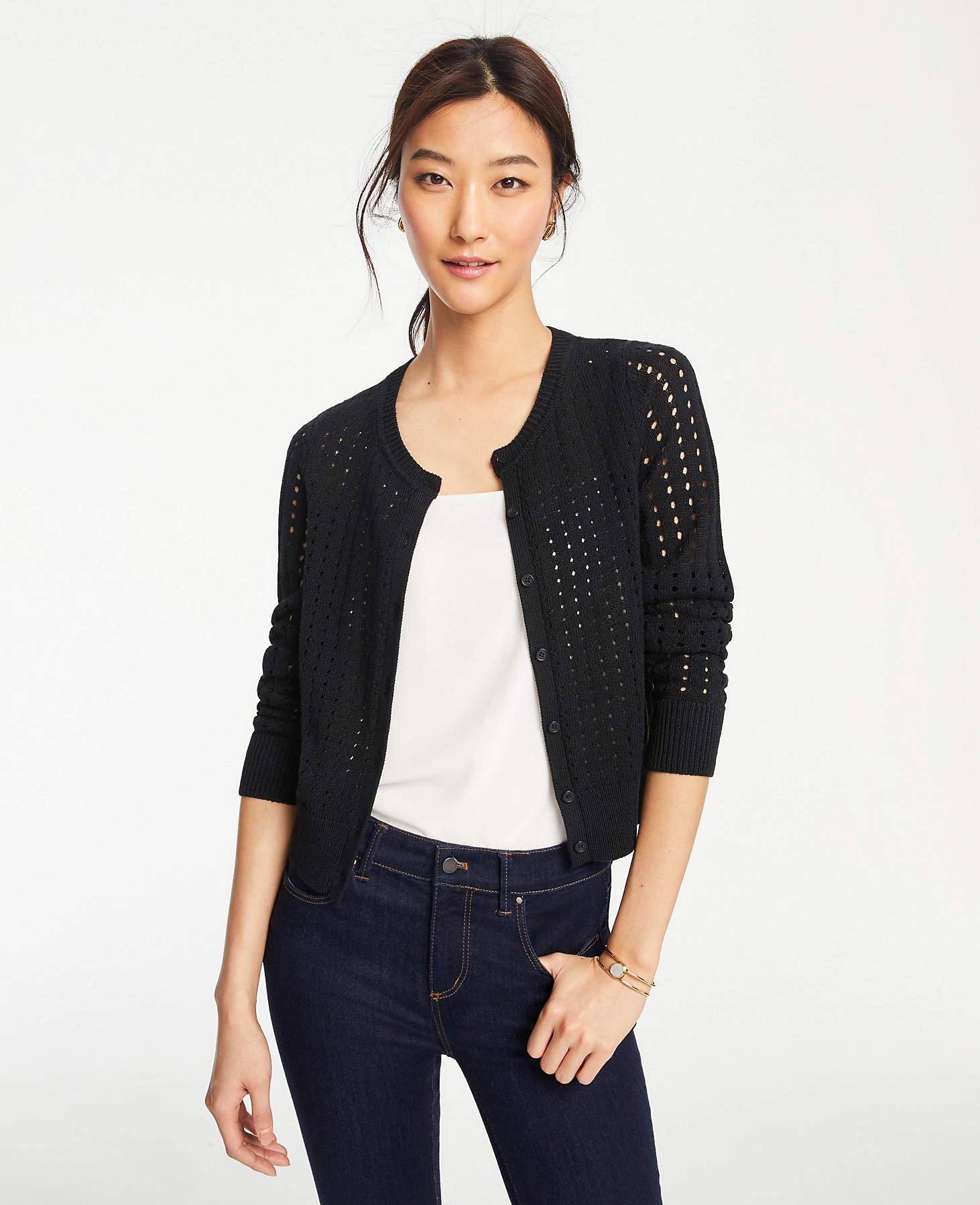 ann taylor black cardigan