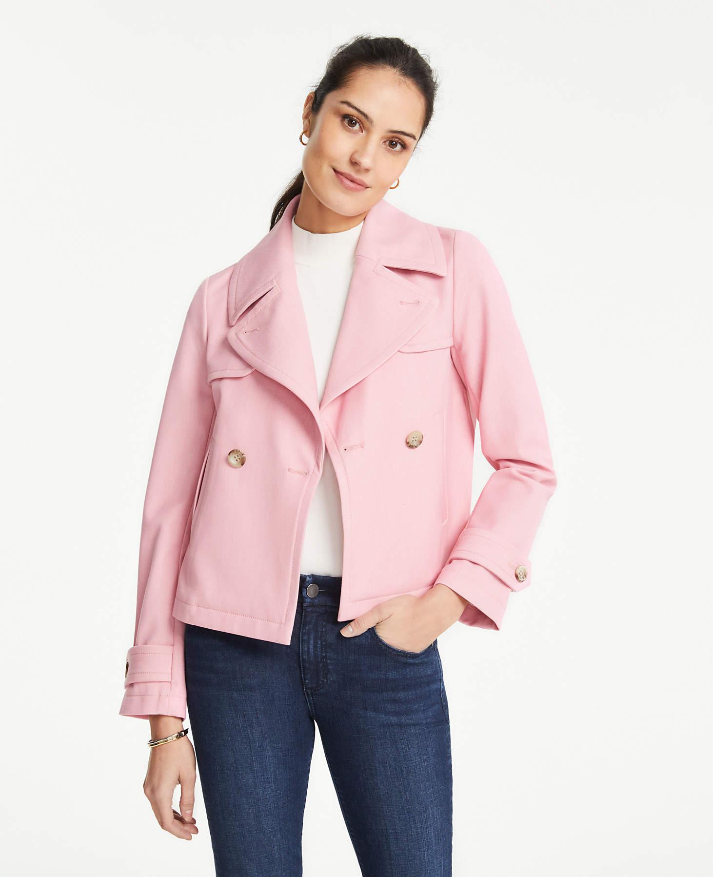 Ann Taylor Petite Short Trench Coat in Pink | Lyst Canada