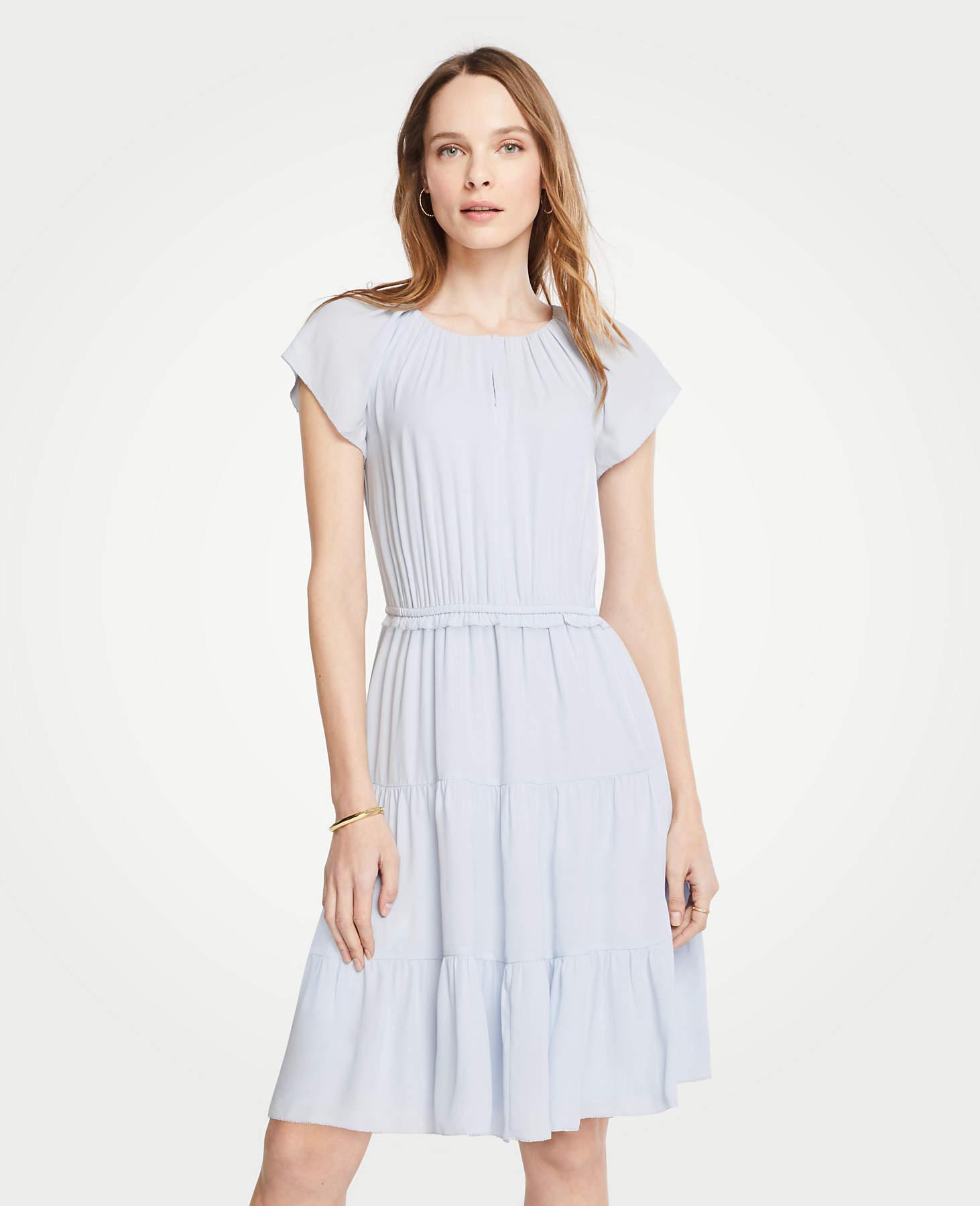 Tiered flutter sleeve dress Clearance