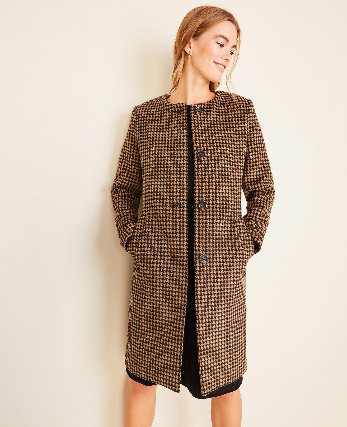 ann taylor houndstooth coatigan