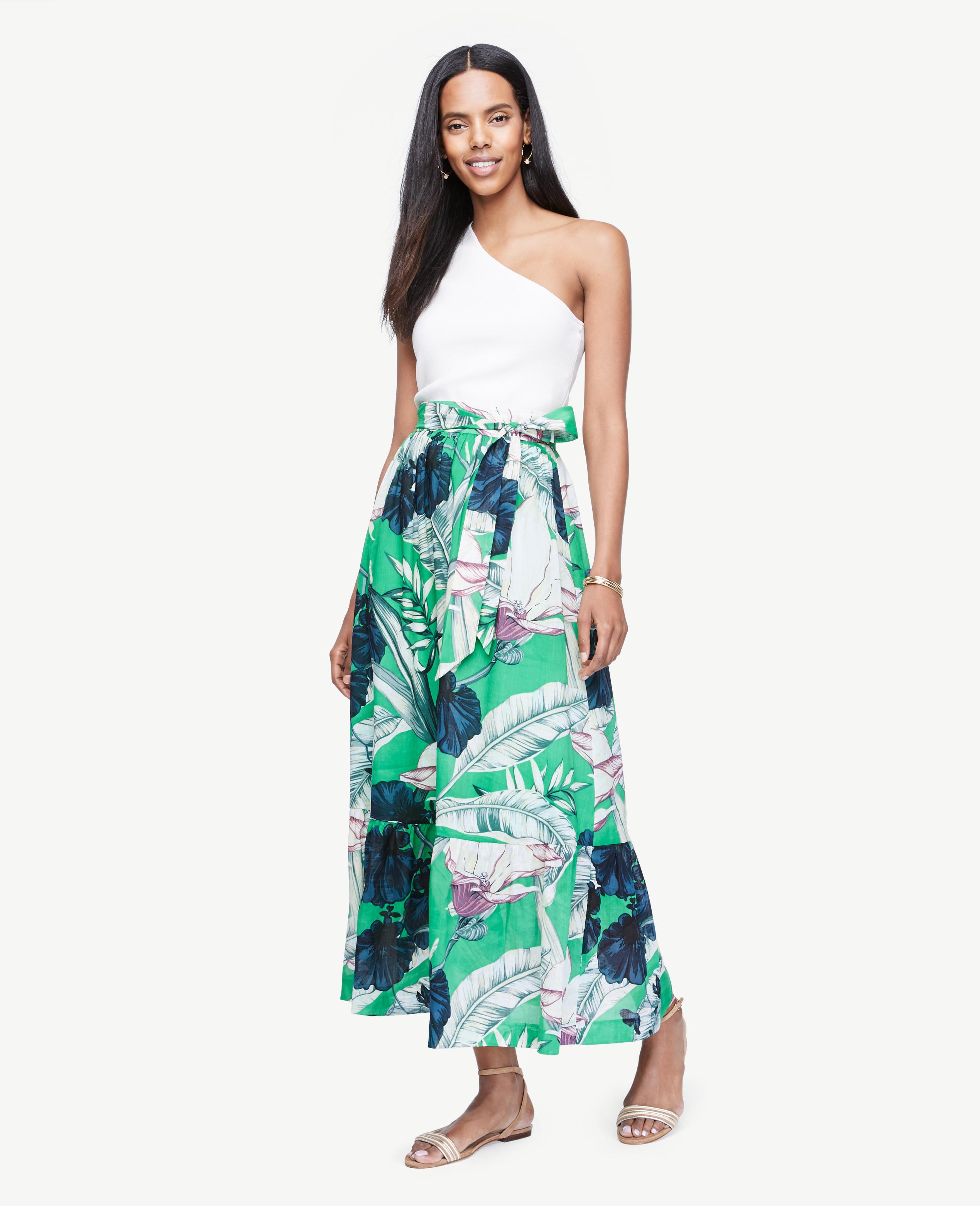 palm leaf maxi skirt