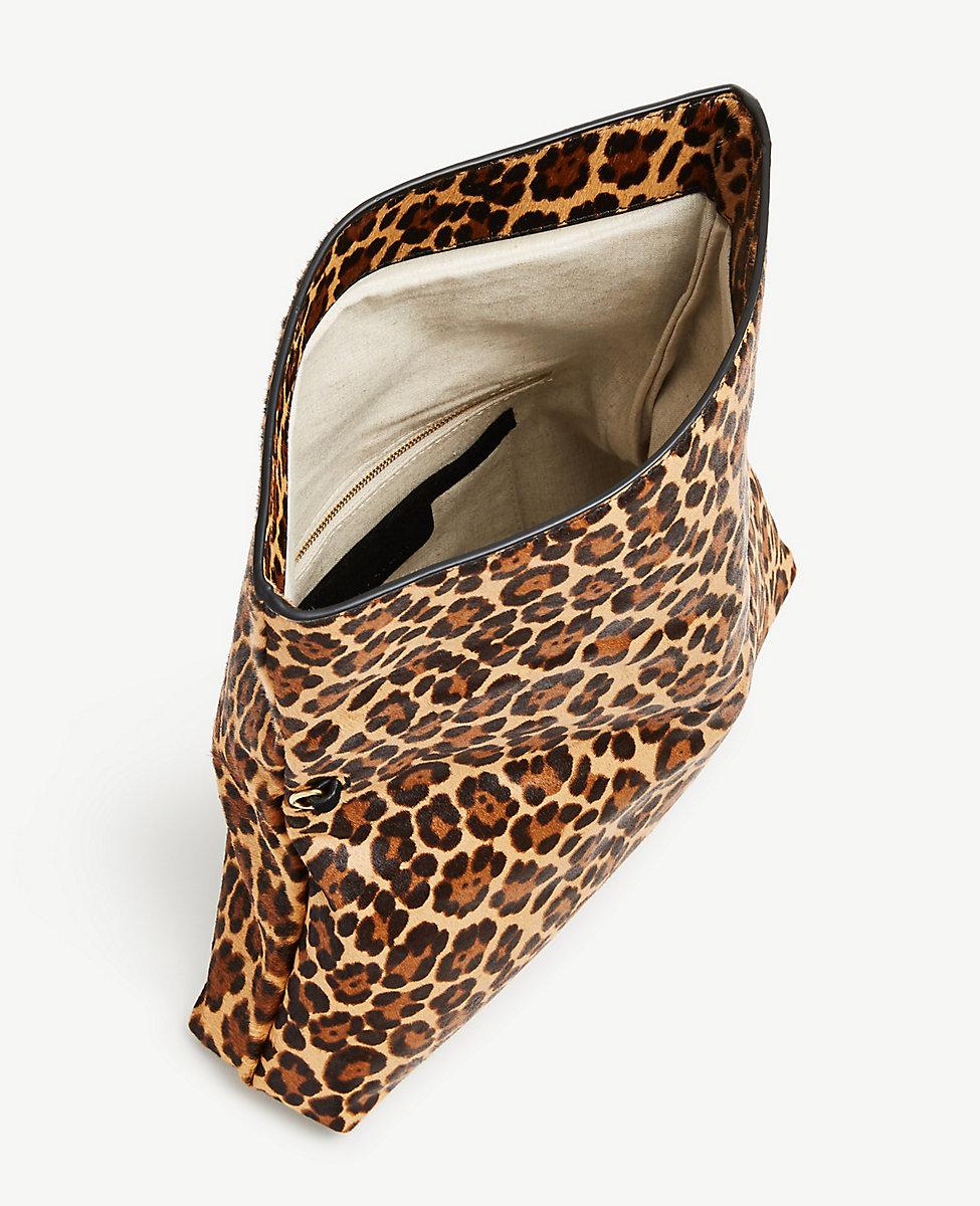 leopard print foldover clutch