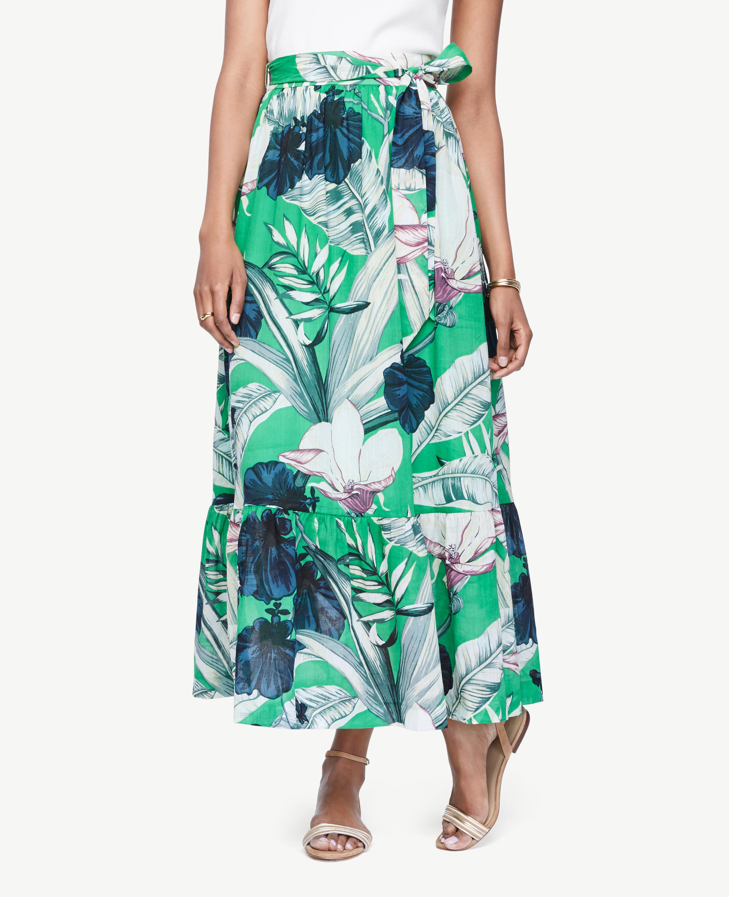 palm leaf maxi skirt