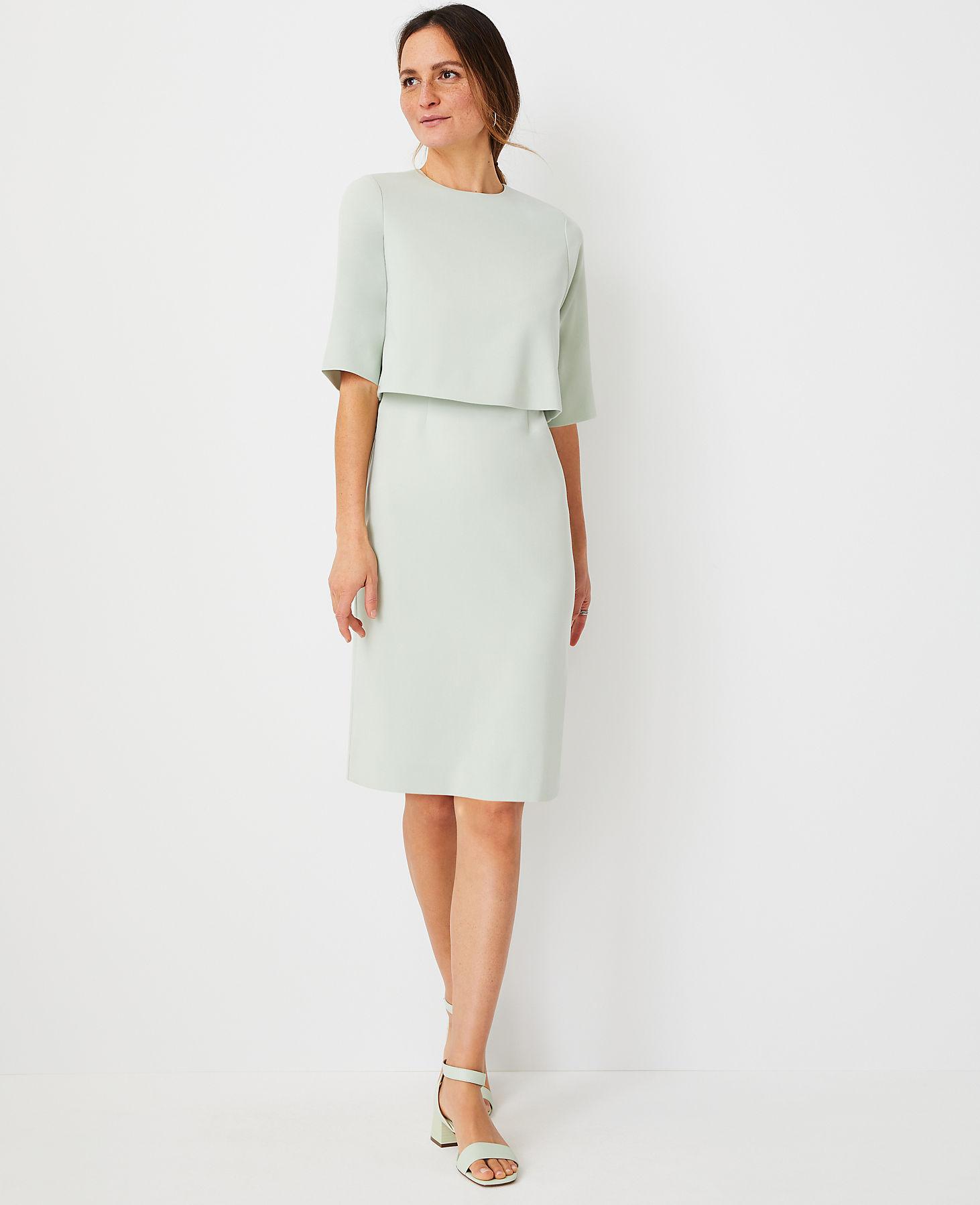 Ann Taylor Overlay Elbow Sleeve Dress 