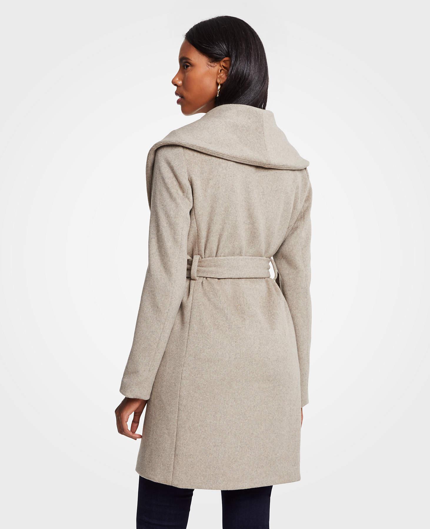 petite shawl collar wrap coat