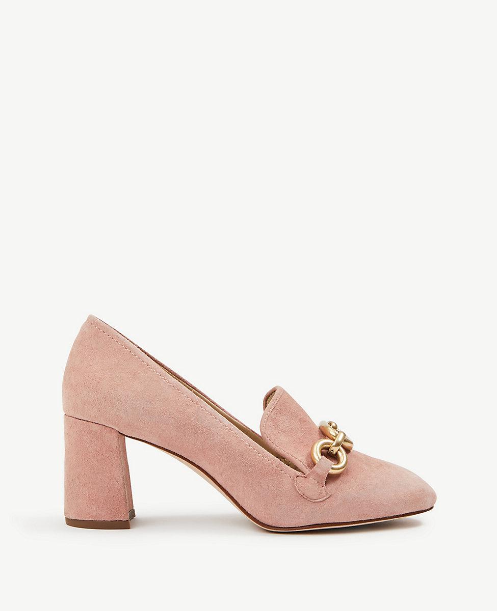 Ann Taylor Cordelia Suede Chained Loafer Pumps in Pink Lyst