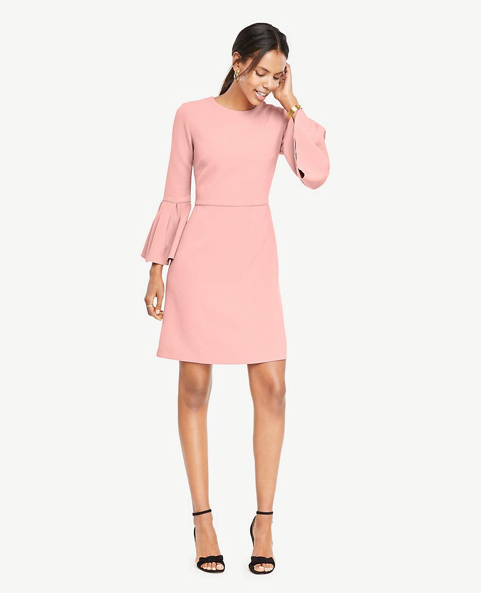 pink flare sleeve dress