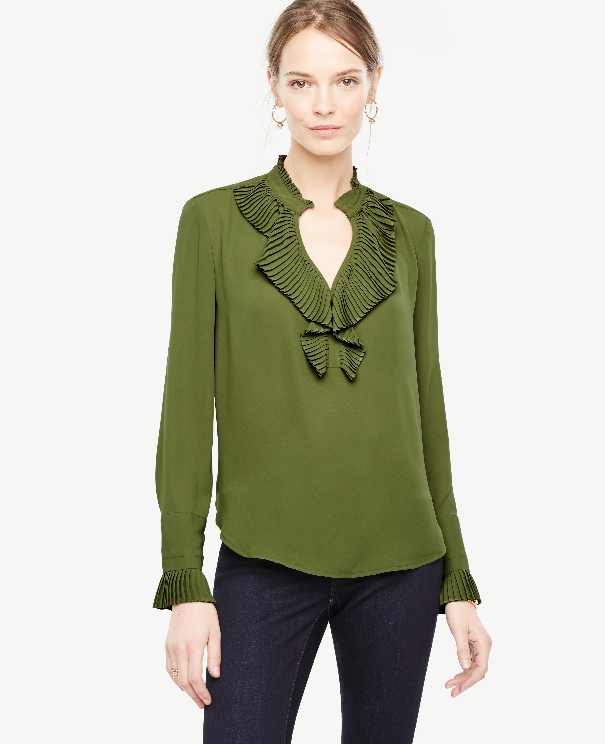 pleated ruffle blouse