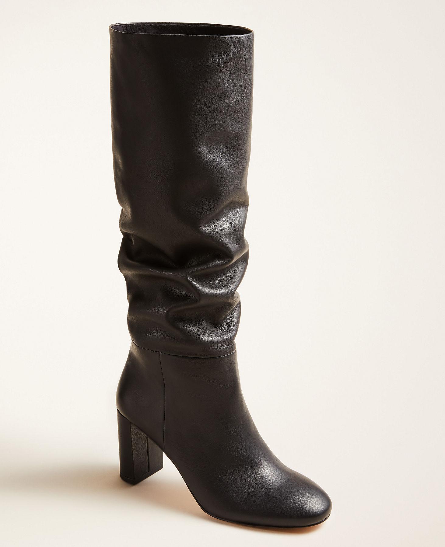 slouch block heel boots