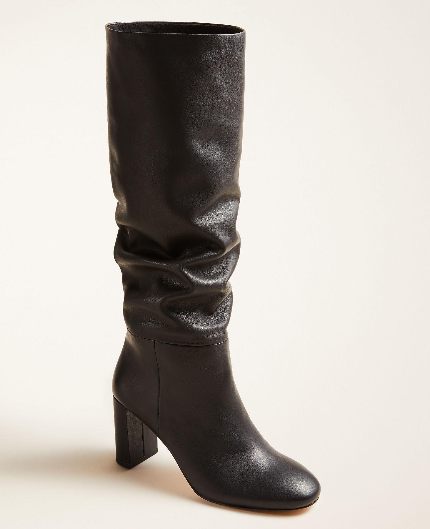 slouchy block heel boots