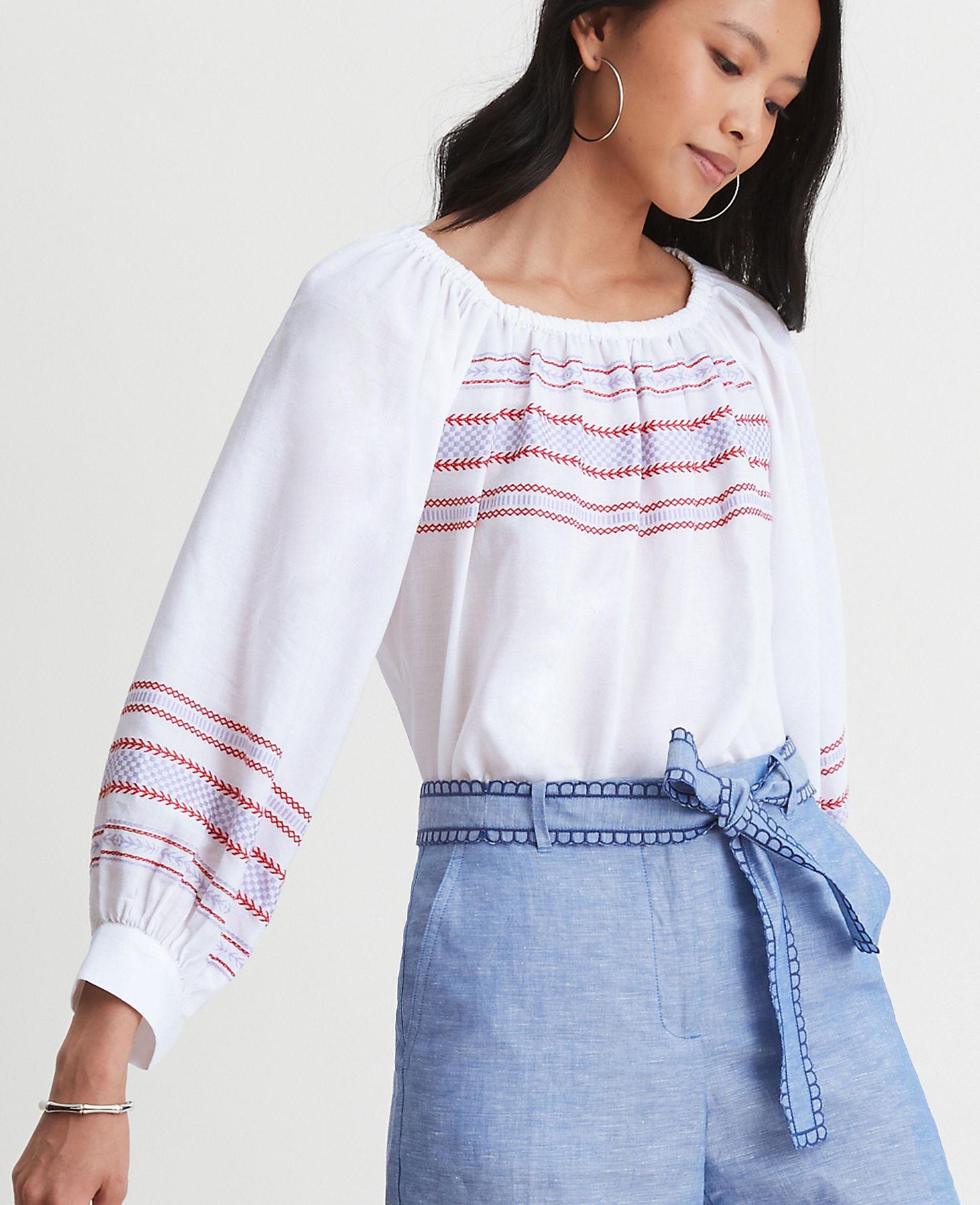 Ann Taylor Cotton Embroidered Balloon 