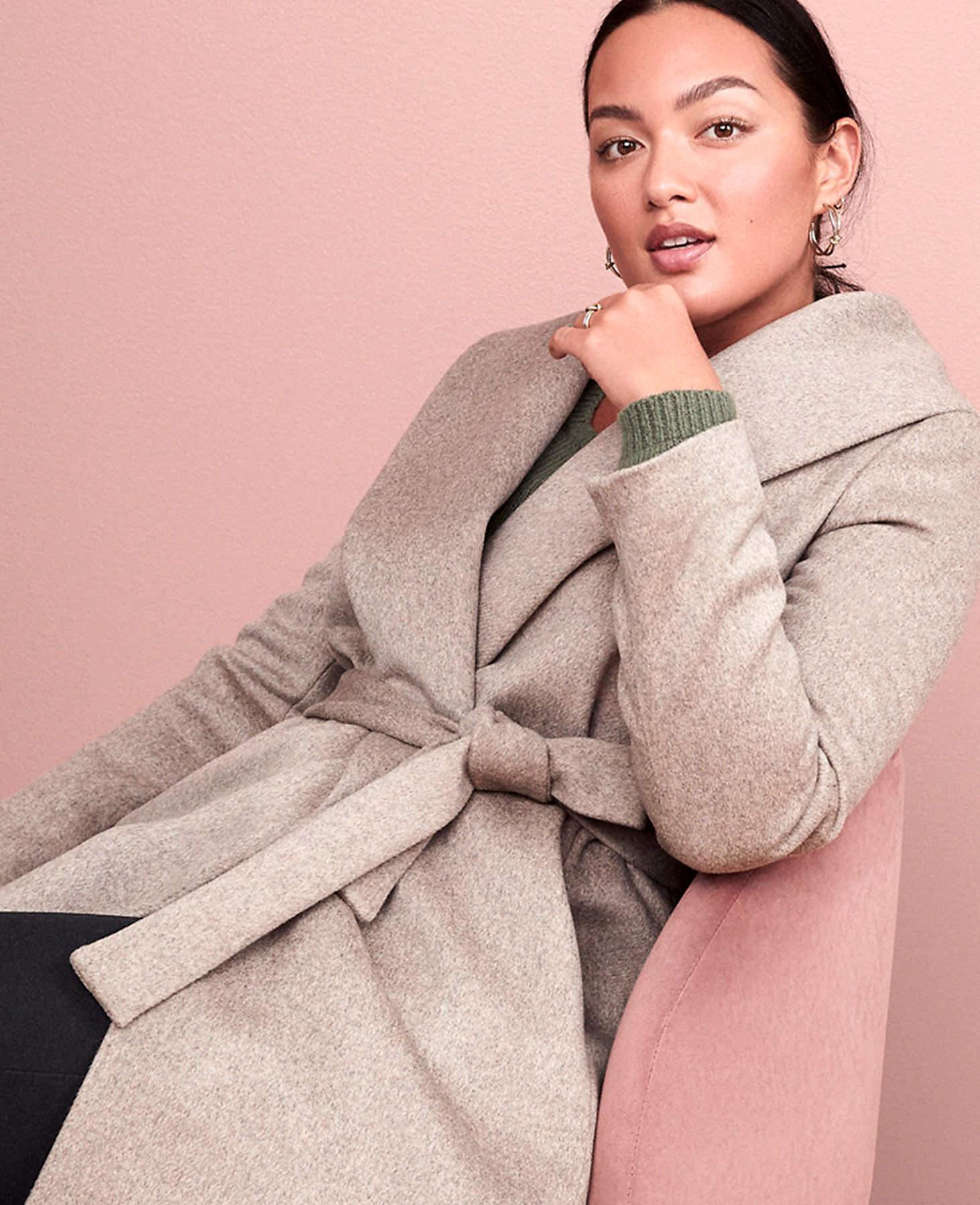 ann taylor petite wrap coat