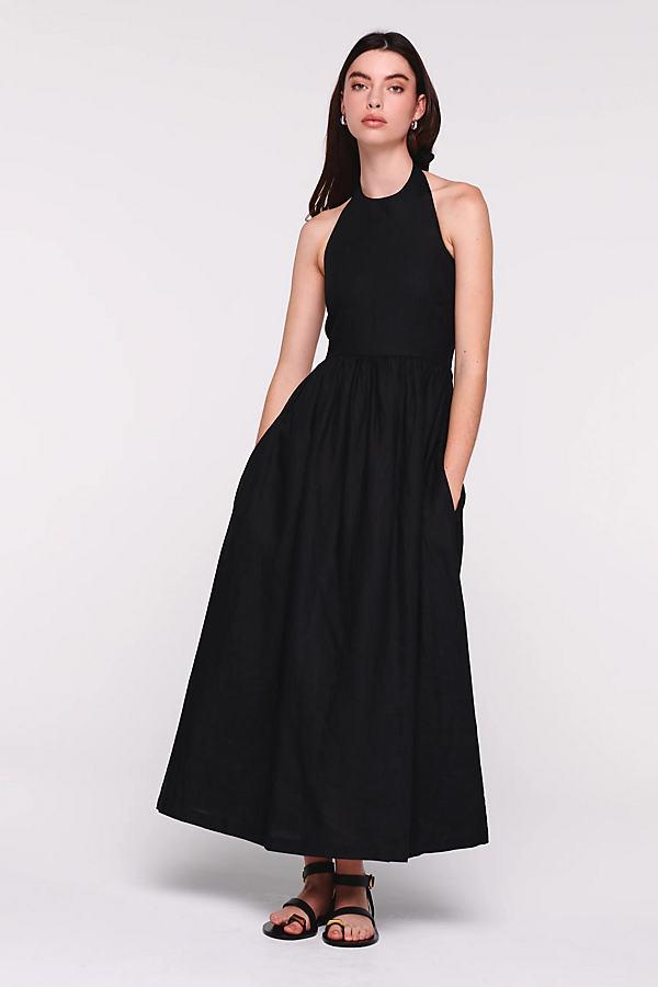 ALIGNE Holly Halter Linen Midi Dress in Black | Lyst UK