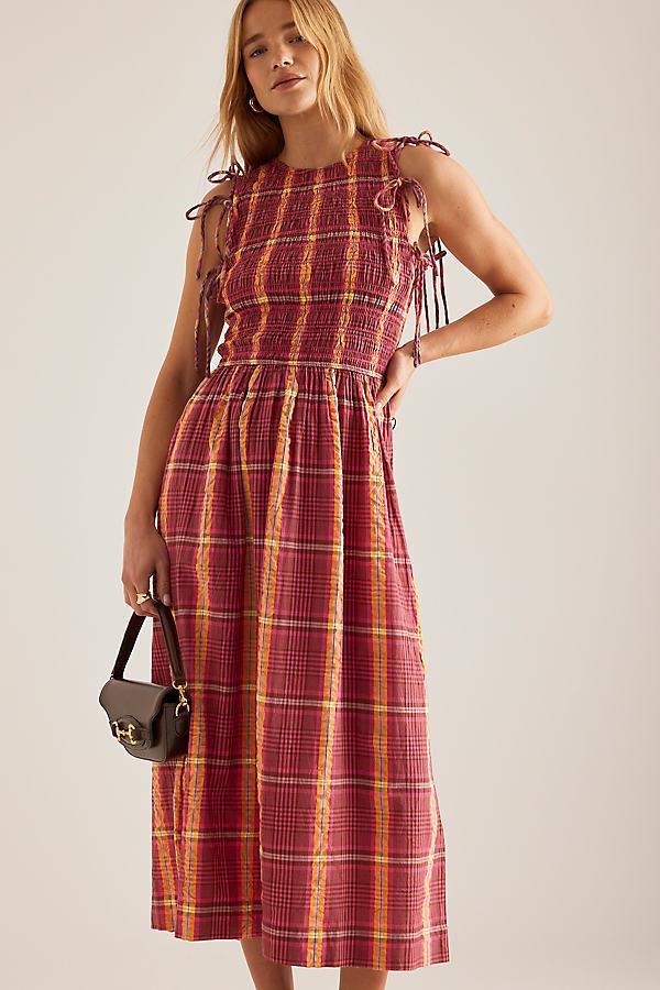 damson madder becca midi dress Damson Madder Becca Removable-Sleeve Midi Dress