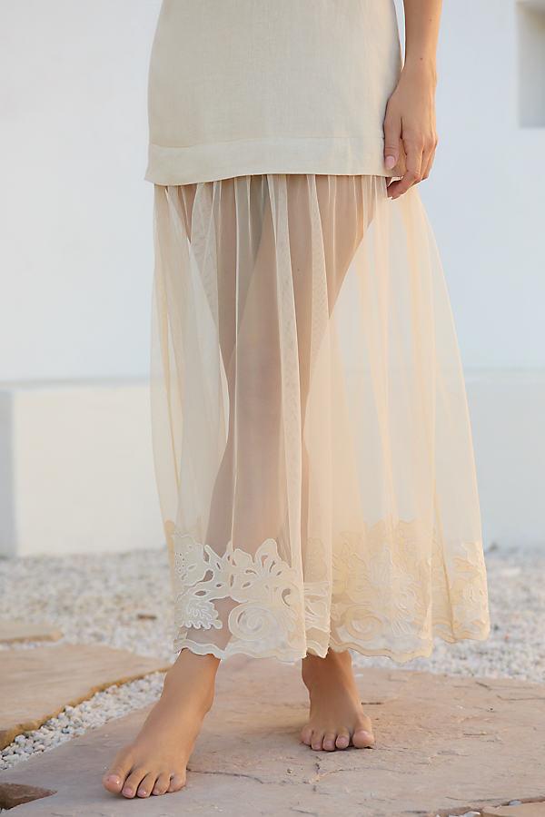 By Anthropologie Sleeveless Sheer Linen Maxi Slip Dress in Natural | Lyst UK