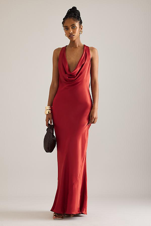 anthropologie red silk dress Anthropologie Silk Red Halter Dress 6