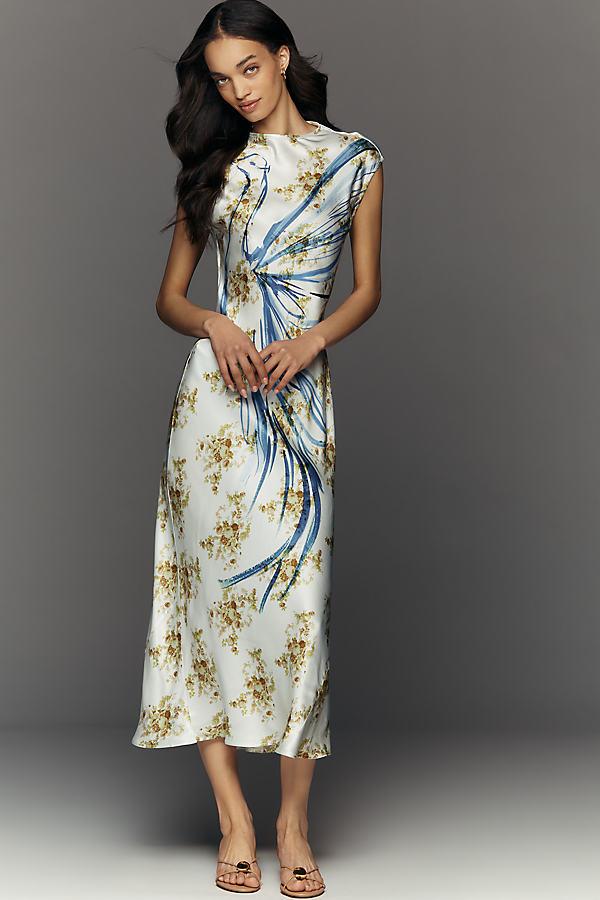 maeve short-sleeve cowl-neck slip midi dress Maeve Cowl-Neck Slip Midi Dress
