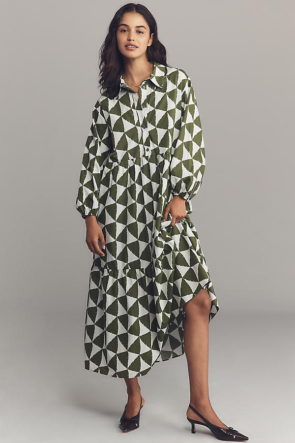 bettina midi shirt dress Maeve The Bettina Tiered Shirt Dress By In Blue