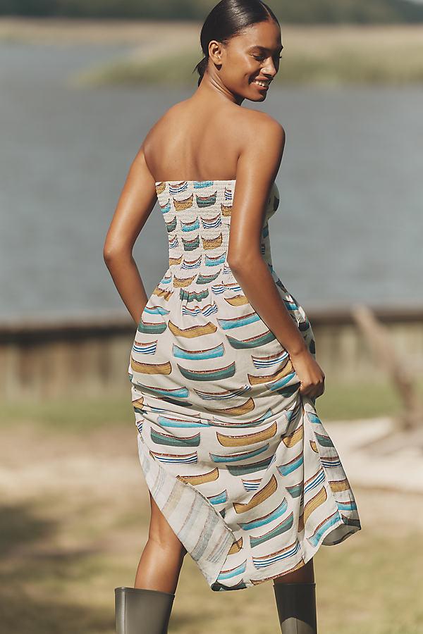 Celandine Linen Strapless Drop-Waist Maxi Dress in Green | Lyst UK