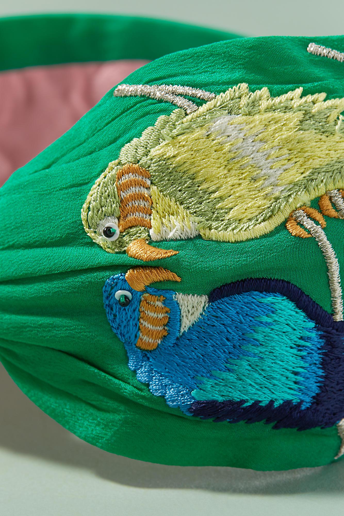 Anthropologie Embroidered Birds Of Paradise Headband in  display picture 1