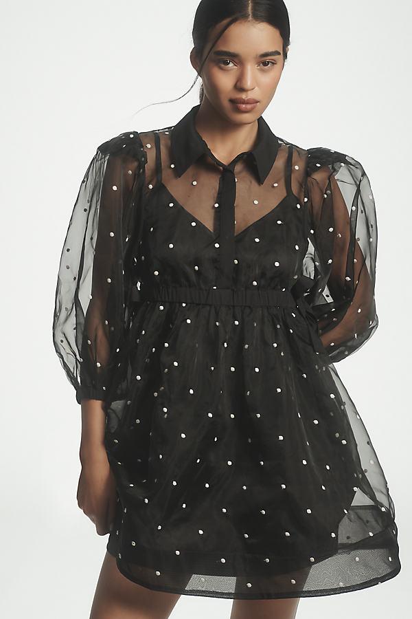 knee length dresses for ladies Delia's Plaid Puff Sleeve Babydoll Dress