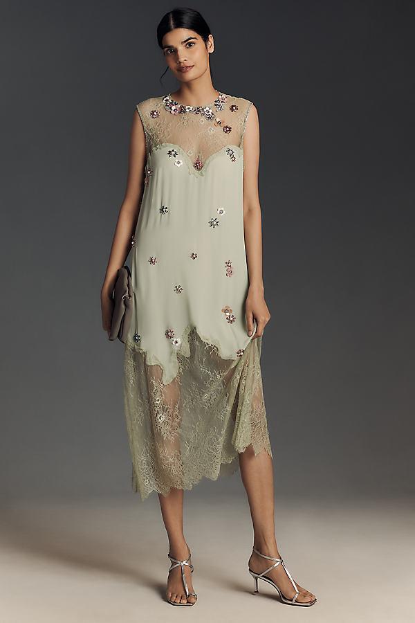 Forever That Girl Floral Appliqu Sleeveless Midi Dress in Black | Lyst UK
