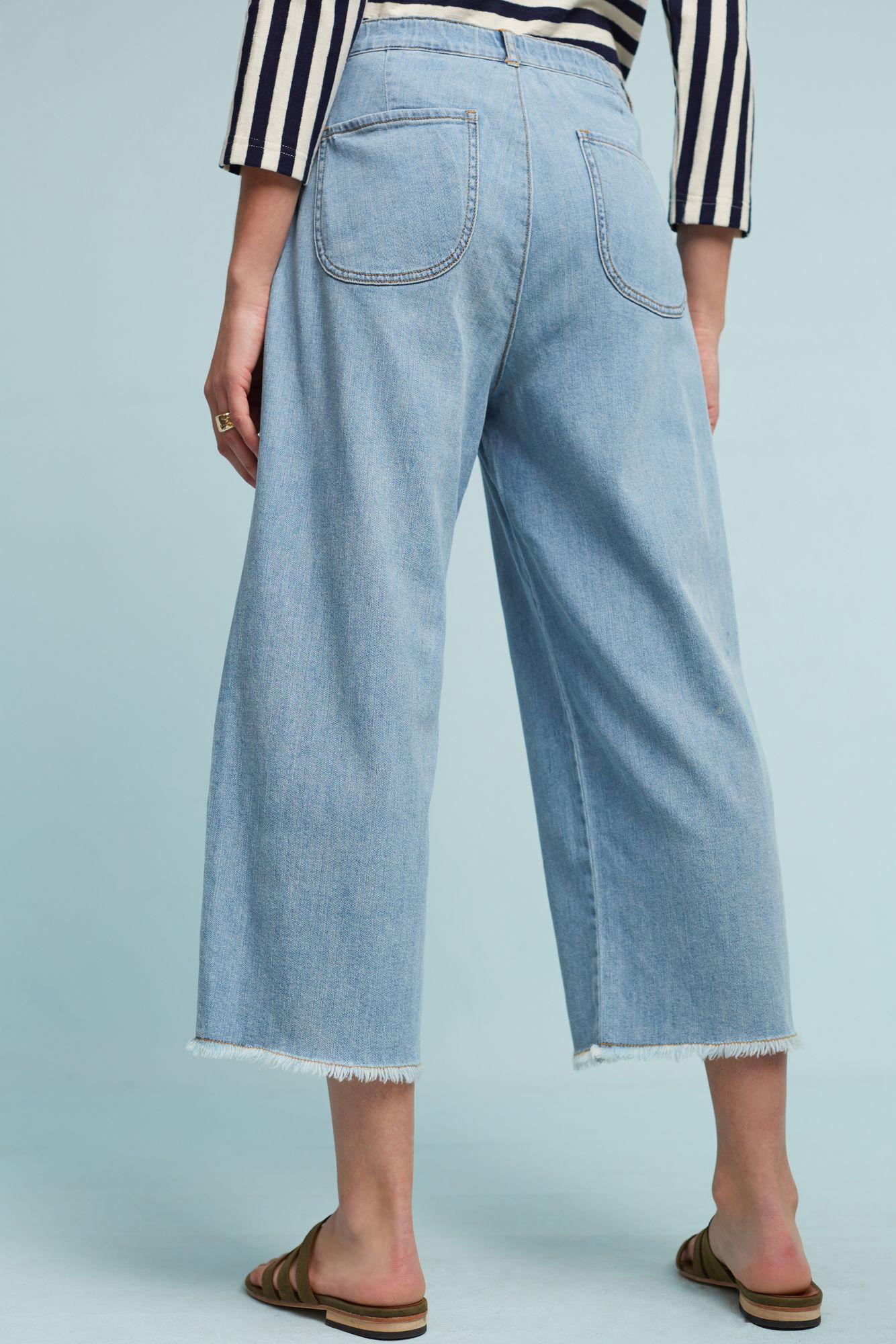 Pilcro High-rise Wide-leg Cropped Jeans in Blue | Lyst