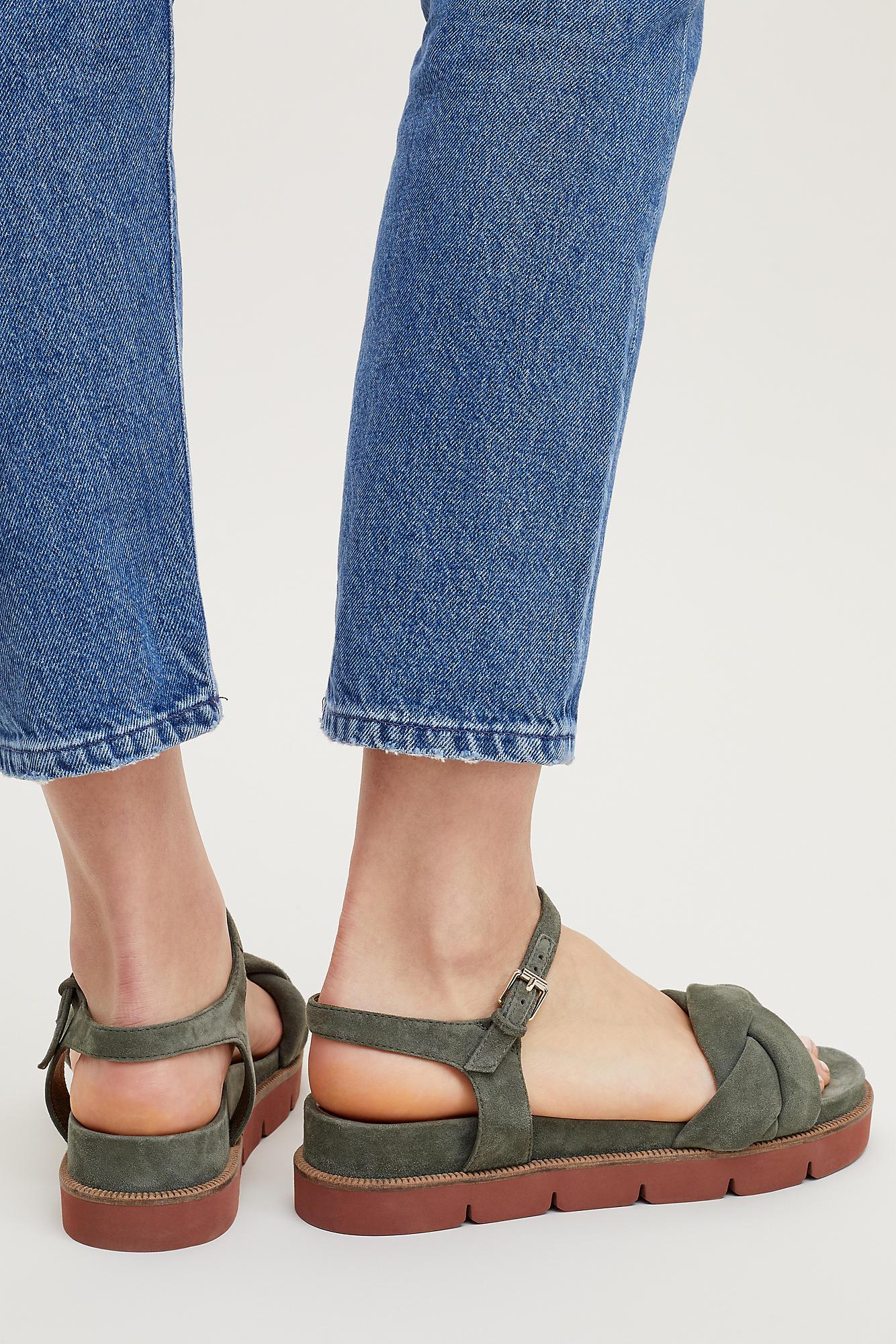 Anthropologie Leather Bruno Premi Abena Twisted Front Sandals In Green Lyst