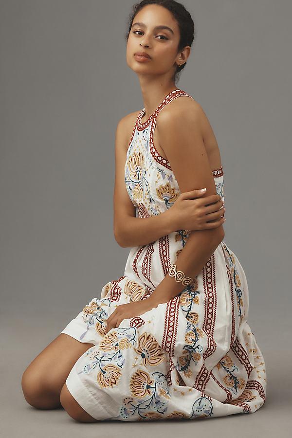 By Anthropologie Embroidered Back-cutout Midi Dress in Grey | Lyst UK