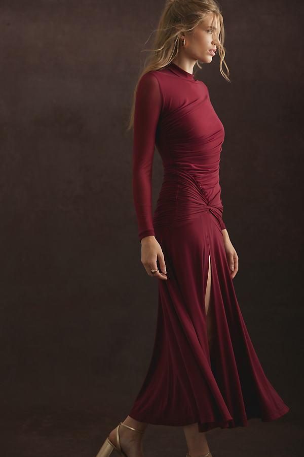 scoopneck midi dress Burgundy Scoop Neck A-Line Midi Dress