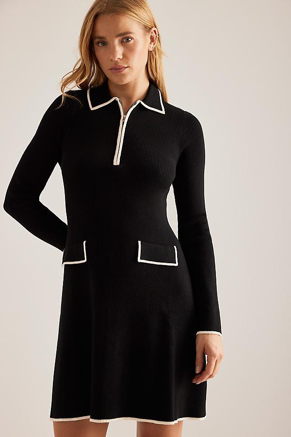 Anthropologie Luna Long-Sleeve Zip-Front Knit Midi Dress in Black | Lyst UK