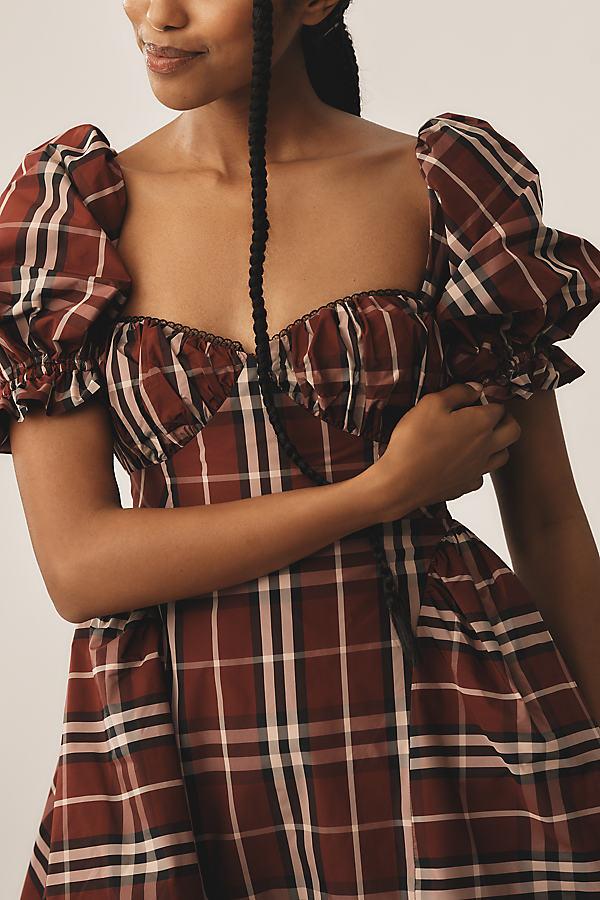 maeve anthropologie brown plaid dress Maeve Belted Square-Neck Plaid Dress