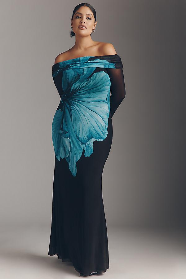 AFRM Long-Sleeve Off-The-Shoulder Mesh Maxi Dress | Lyst UK