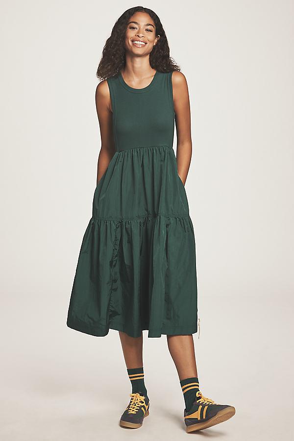 daily practice green dress Daily Practice Fastpack Bubble-Hem Midi Dress main image 0