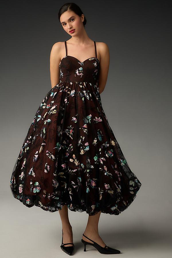 Geisha Designs Strappy Butterfly Applique Midi Dress in Black Lyst UK