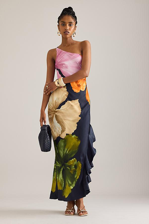 lucinda one shoulder maxi dress Rent Anthropologie Multicolour Dress UK 10