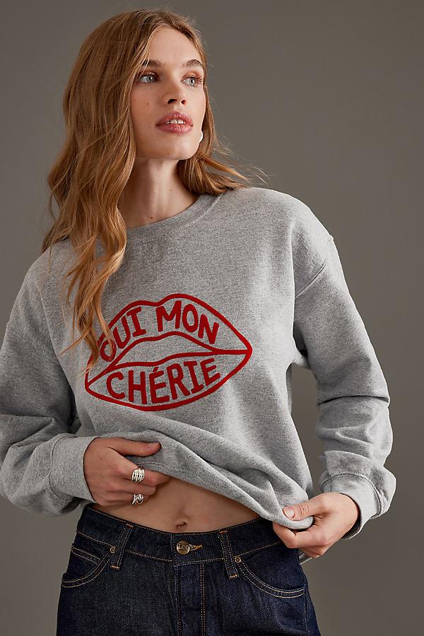 By Anthropologie Oui Mon Chérie Slogan Sweatshirt in Brown Lyst UK